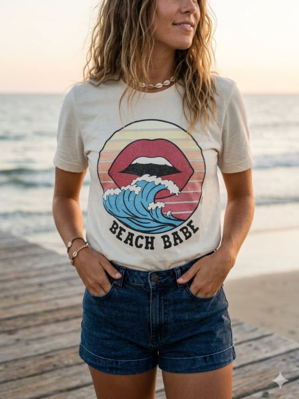 Bella+Canvas Beach Babe Graphic T-Shirt Size S